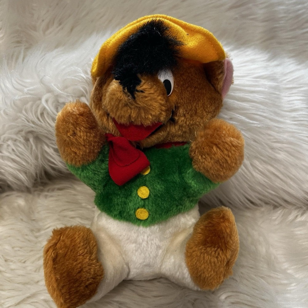 Vintage Looney Tunes Speedy Gonzales Plush Stuffed Animal Mouse Yellow Sombrero